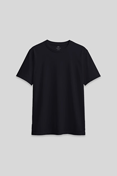 TOMMY LIFE Lacivert O Yaka Standart Fit Basic Kadın T-Shirt - 97311