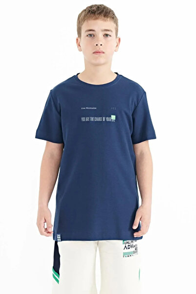 TOMMY LIFE Indigo Print Detailed O Neck Standard Fit Boys T-Shirt - 11117