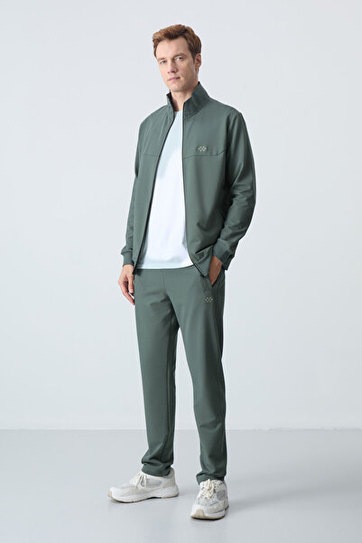 TOMMY LIFE Haki Pamuklu Kalın Yumuşak Dokulu Comfort Fit Basic Erkek Eşofman ...