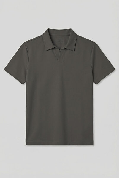 TOMMY LIFE Khaki Comfortable Form Soft-Textured Polo Collar Men's T-Shirt - 8...