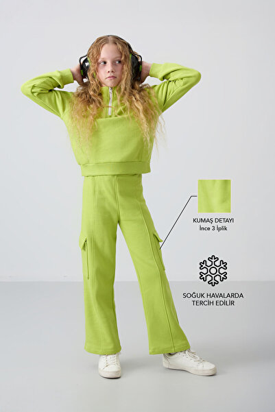 TOMMY LIFE Lime Green Cotton Fuzzy Inside Soft Textured Standard Fit Embroide...