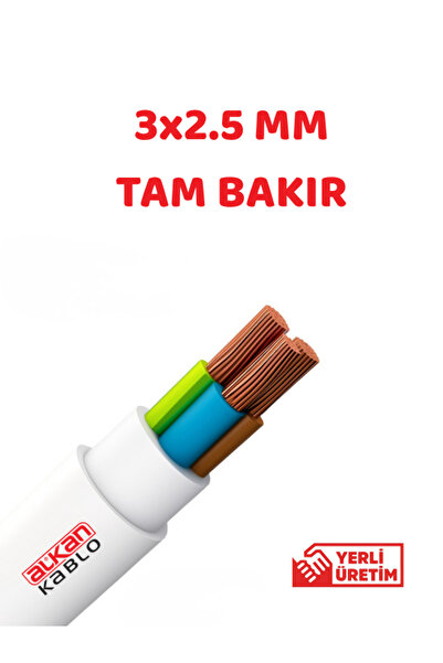 Alkan H05VV-F (TTR) 3 X 2.5 mm %100 Bakır Kablo 5 Metre
