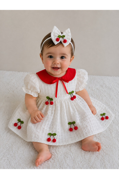 Elwirababyboutiqe φόρεμα με λεπτομέρειες από λευκό κεράσι