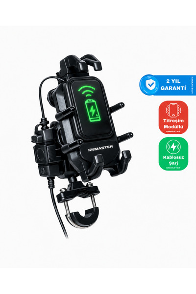 Knmaster TT-860WU Kablosuz Şarjlı Tüm Motosikletlere Uyumlu Telefon Tutucu