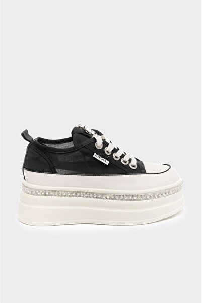 derinet Yüksek Taban Bağcıklı Fileli Günlük Kadın Sneaker