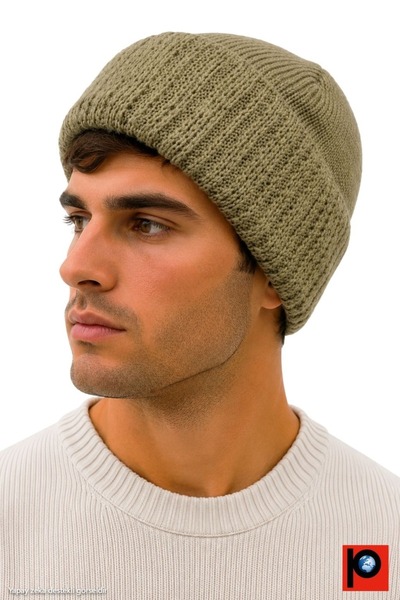 PAKER GİYİM Dark Cream Color Winter Folded Thick Wool Knitwear Basic Siberian...