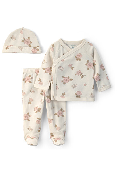 Carter's Kız Bebek 3Lü Set Prematüre-9 Ay Ekru