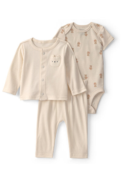 Carter's Erkek Bebek 3Lü Hırkalı Set Yenidoğan-12 Ay Ekru
