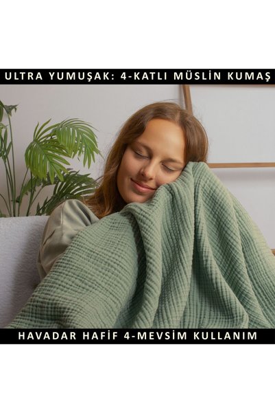 Püskül Tekstil Luxury Muslin Bedspread Double Extra Large - Soft, Thin Pique, Summer Throw Blanket