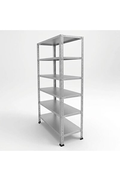 RafBurada 6 Katlı Galvaniz Çelik Raf - Depo, Arşiv, Kiler, Dosya, Market Rafı 31x75 cm-200 cm-0.70 mm