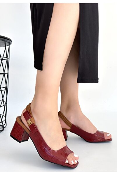 pabucmarketi Burgundy Patent Leather Women's Heeled Shoes