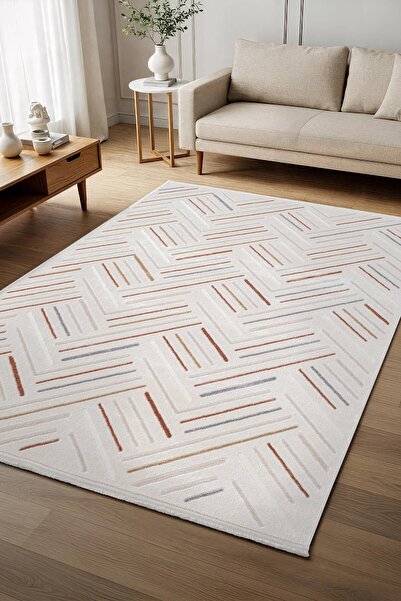 Cotto Home Cotto Cool CL002R Renkli Akrilik Halı Tozu Az Pamuk Tabanlı Salon ...