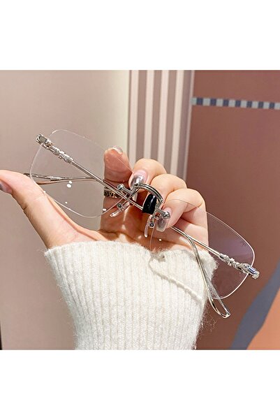 Choice Silver 1/2pcs Simple Gold Wire Rimless Glasses, High-End Silver Frame ...