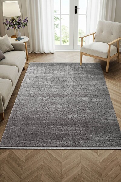 Cotto Home Feel FL010G Antrasit Gri Halı Modern Desenli Akrilik Tozu Az Salon...
