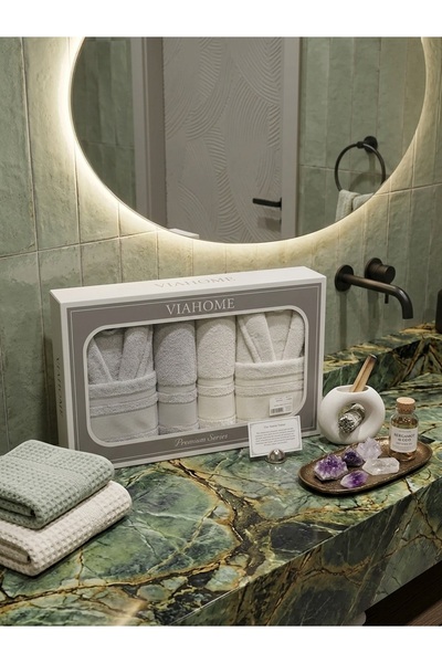 Turkish Home VİAHOME 6 PARÇA AİLE BORNOZ SETİ