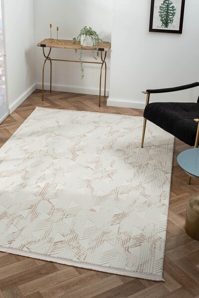 Cotto Home Scala SC012A Beyaz Halı Modern Desenli Tozu Az Akrilik Salon Halıs...