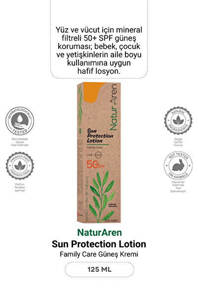 Naturaren Güneş Koruyucu Losyon (Aile Koruması) SPF 50+ 125 ML