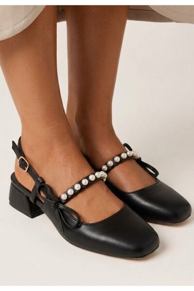 pabucmarketi Women's Heeled Shoes with Black Belt