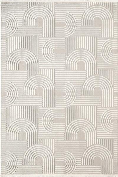 Cotto Home Cotto Motto TT002W Krem Halı Modern Geometrik Çizgili Pamuk Taban ...