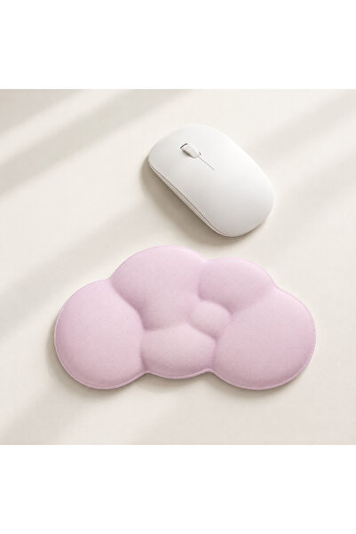 GoLite Bulut Şekilli Toz Pembe Mouse Bilek Desteği Ergonomik Konforlu Fare Memory Foam Kaymaz Masaj Yastığı