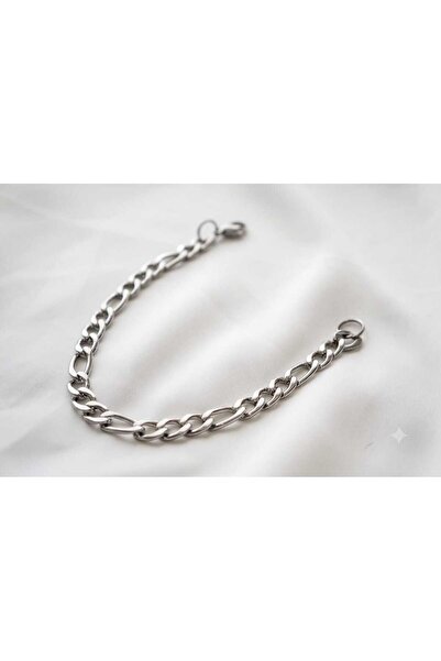 asd accessory Figaro 6mm Thick Silver Color Model Unisex (Women/Men) Steel Br...