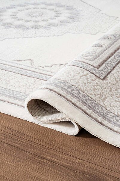 Cotto Home Feel FL008A Krem Halı Klasik Desen Akrilik Tozu Az Pamuk Taban Sal...