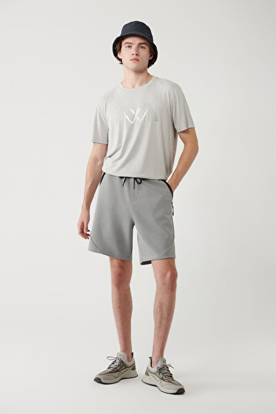 Avva Men's Gray Soft Touch Side Pocket Patchwork Regular Fit Shorts A41Y3600