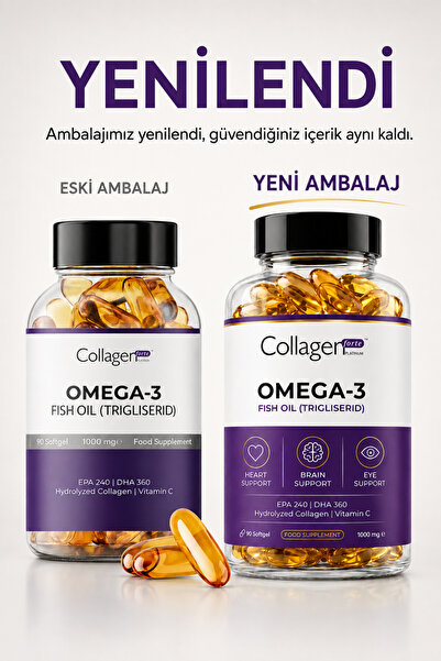 Collagen Forte Platinum Omega-3 Premium Fish Oil 90 Softgel X 1000mg, Balık Y...