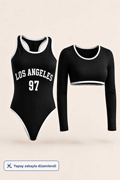My Kids Wear Girl's 2-Piece Long Sleeve Top and Panty Swimsuit Set 12858