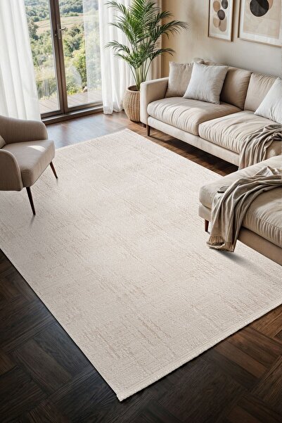Cotto Home Moon MO101W Krem Halı Modern Akrilik Pamuk Taban Salon Halısı Yata...