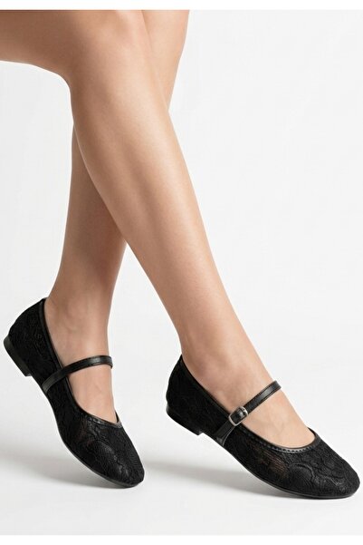 pabucmarketi Black Tulle Women's Ballerinas