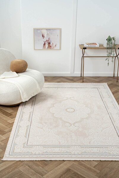 Cotto Home Ottowa OT002G Krem Bej Halı Klasik Desenli Tozu Az Akrilik Pamuk T...