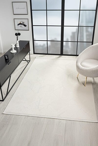 Cotto Home Armony AR011a Beyaz Halı Modern Desenli Akrilik Pamuk Taban Tozu A...