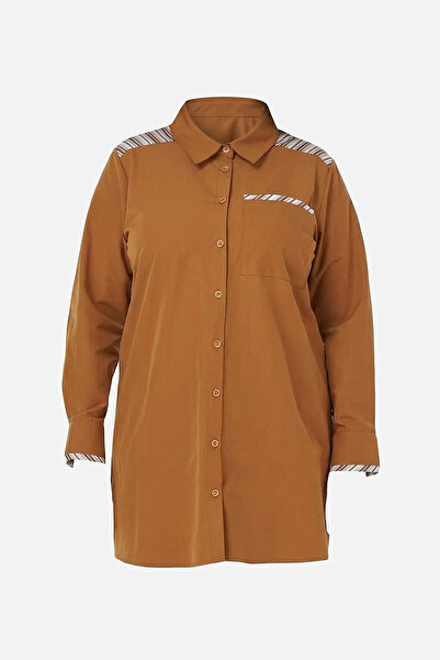 Kayra Stripe Pattern Cotton Tunic Biscuit