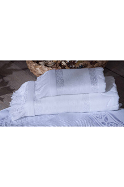 sarra SET DE 2 PROSOAPE SARRA ETAMINA TRIPURI (30x50-50x90 cm) - ALB