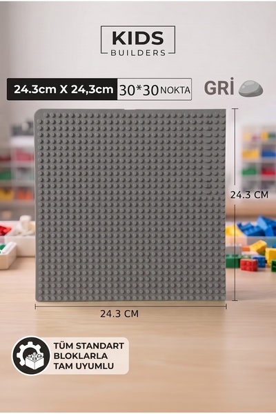 Kuzutoys Classic Le-Go Compatible Gray Floor Building Block Base Plate 24.3X2...