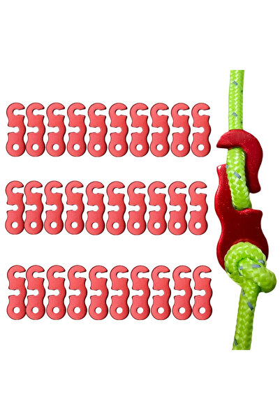 Choice Red 30pcs Adjustable Camping Tent Cord Rope Buckle S Type Tensioners F...