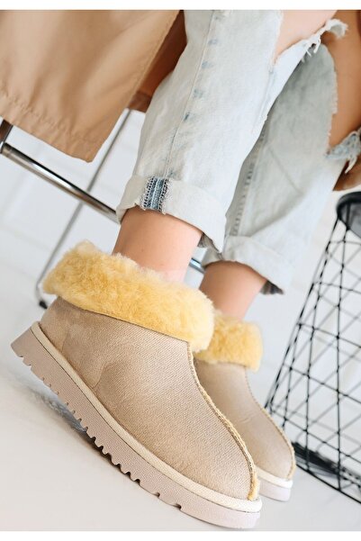 pabucmarketi Beige Suede Women's Boots