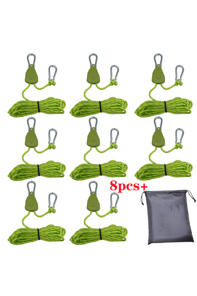 Choice green 8Pcs 4m Camping Rope Tent Adjustable Rope Fastener Fixed Buckle ...