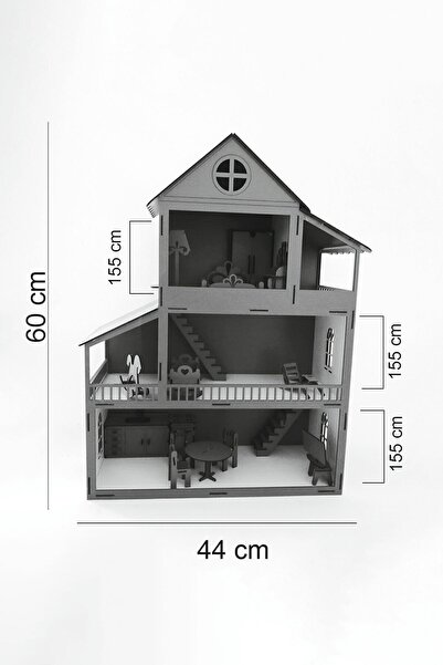 metafortoys 60 Cm Işıklı Ahşap Oyun Evi (PEMBE)