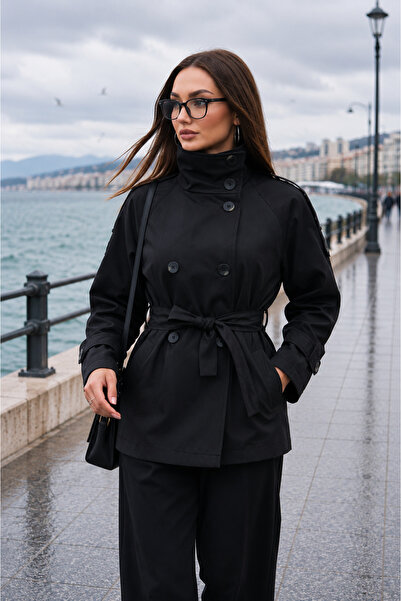 ŞİMAL Women's Buttoned Collar, Button Closure, Lined, Belted Trench Coat 2651...