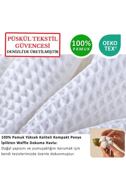 Püskül Tekstil Luxury Bath Towel 1Pcs, Waffle Weaving, 100% Cotton, High Quality, Quick Drying Bath Towels
