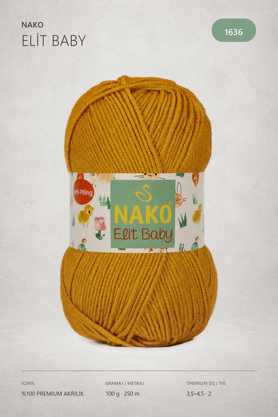 NAKO N.ako Elit Baby Anti Pilling Tüylenmeyen Bebek Ipi 1636 Parlak Altın