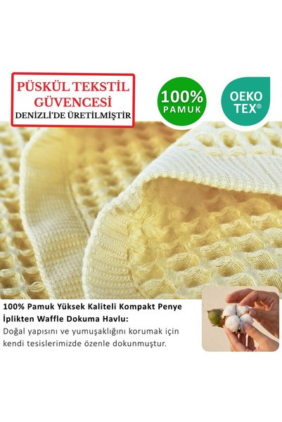 Püskül Tekstil Luxury Bath Towel 1Pcs, Waffle Weaving, 100% Cotton, High Quality, Quick Drying Bath Towels