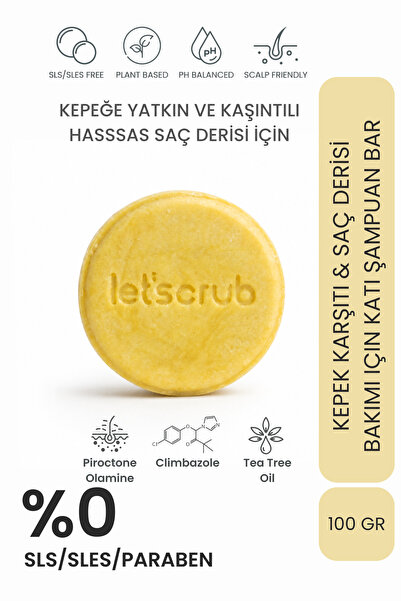 LET'SCRUB Kepeğe Yatkın ve Kaşıntılı Saç Derisi İçin Katı Şampuan 100 gr | P....