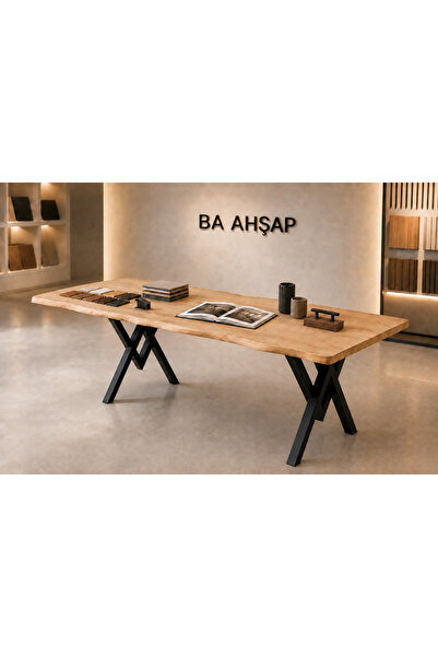 BRK Design BA AHŞAP Ahşap Doğal Kütük Yemek / Toplantı / Çalışma Masası DV_80...