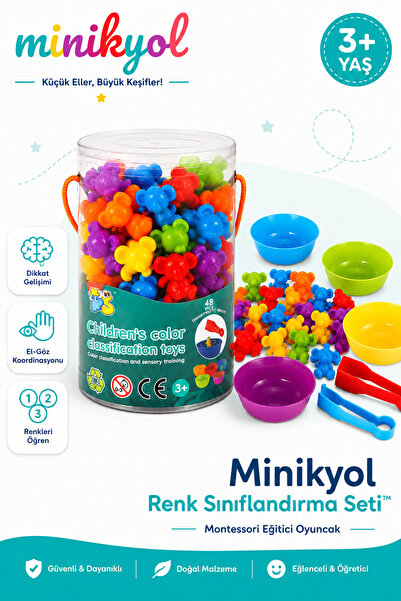 minikyol Renk Sınıflandırma Seti™ Montessori Eğitici Oyuncak Duyusal Gelişim ...