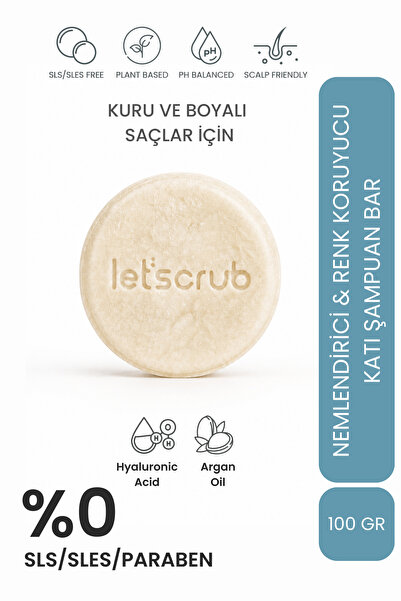 LET'SCRUB Kuru ve Boyalı Saçlar İçin Nemlendirici ve Renk Koruyucu Katı Şampu...