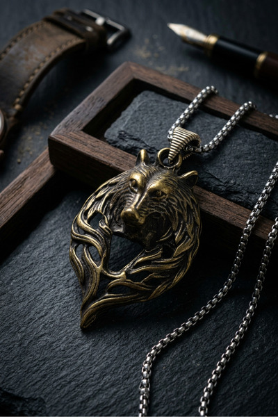 Begondio Viking Wolf Symbol Vintage Handcrafted Stainless Steel Chain Men's N...