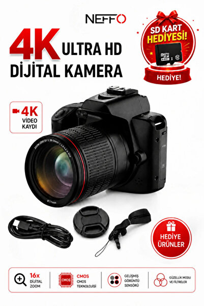 NEFFO 4K WiFi Dijital Kamera | Fotoğraf Makinesi | Fotoğraf Makinası 3.0" LCD...